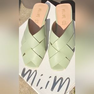 Pistachio vegan leather sandals size 7.5